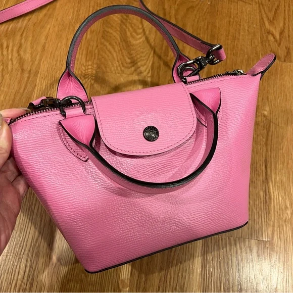 ショルダーバッグ・ポシェット Longchamp Paris Le Pliage Leather Shoulder Bag Longchamp Le Pliage Cuir XS Mini Leather Shoulder Bag Pink